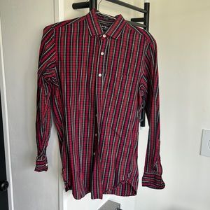 J. Crew Plaid Small Red Green Shirt 80s 2 Ply 14-14.5 collar